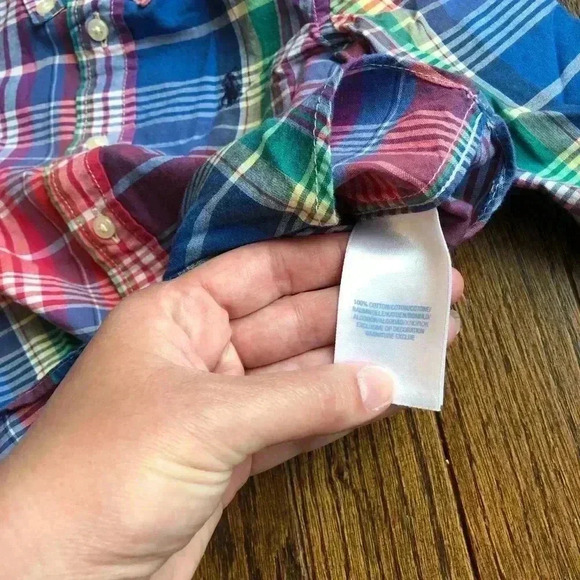 Ralph Lauren Boys 12M 100% Cotton Multi-Color Plaid Button-Down Shirt - EUC! - Picture 8 of 10